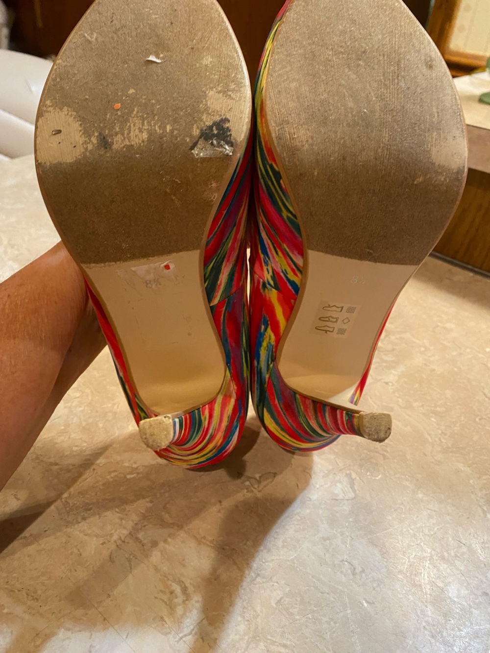 Call It Spring Red Multicolor Open-Toe Pumps - Picture 6 of 7